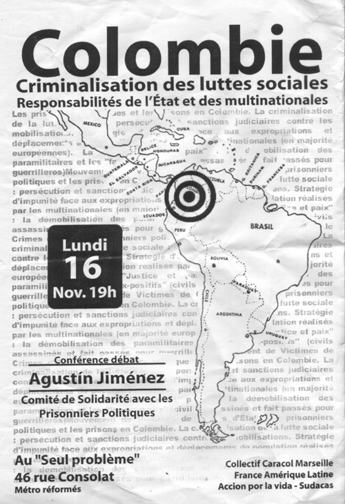 Colombie : conférence débat avec Agustin Jiménez